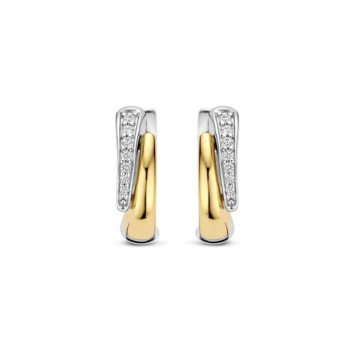 TISENTO TWO-TONED CZ HOOP EARRINGS