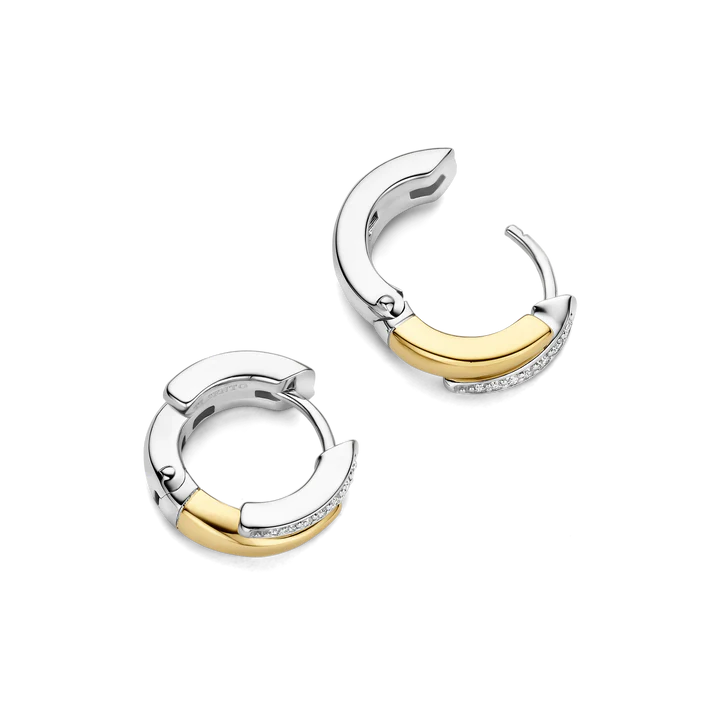 TISENTO TWO-TONED CZ HOOP EARRINGS