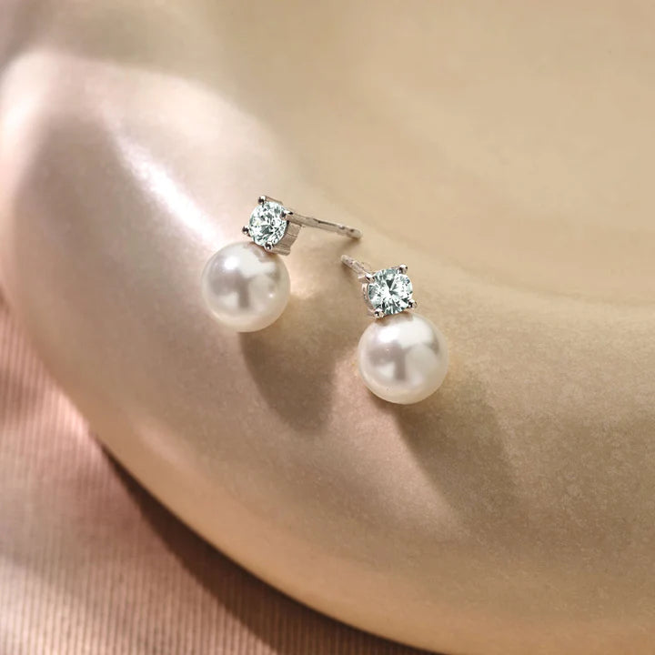 TISENTO PEARL & CZ STUD EARRINGS