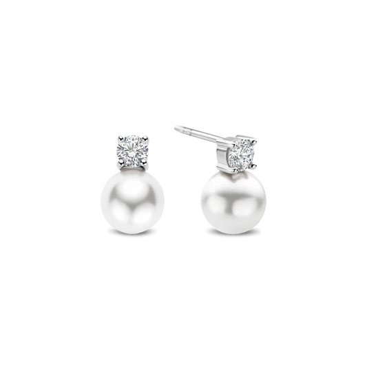 TISENTO PEARL & CZ STUD EARRINGS