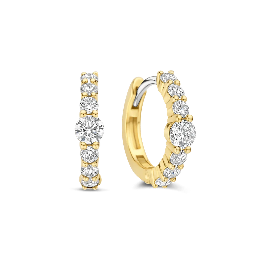 Tisento Gold 14mm Tennis Hoop Earrings with stone
