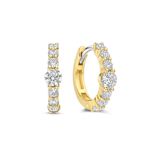 Tisento Gold 14mm Tennis Hoop Earrings with stone