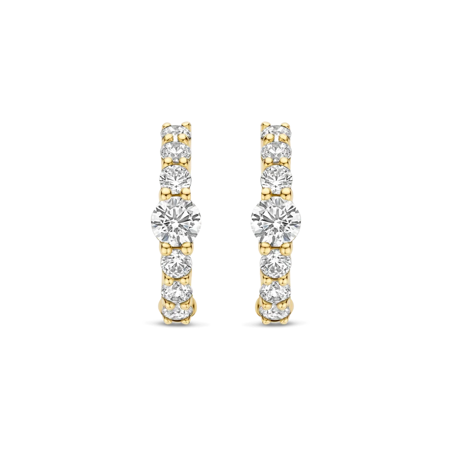 Tisento Gold 14mm Tennis Hoop Earrings with stone