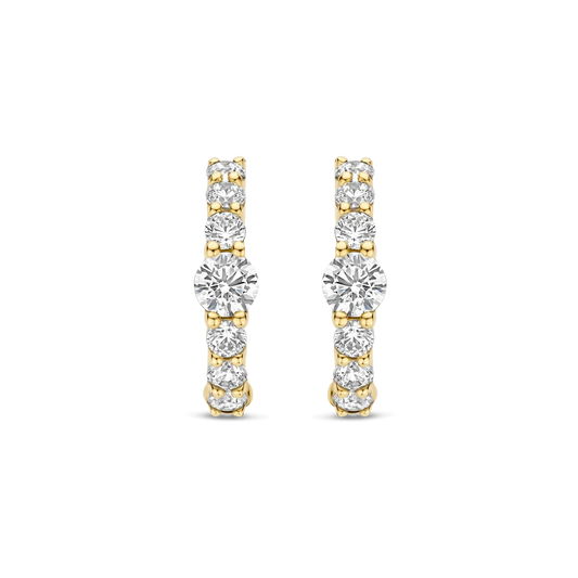 Tisento Gold 14mm Tennis Hoop Earrings with stone