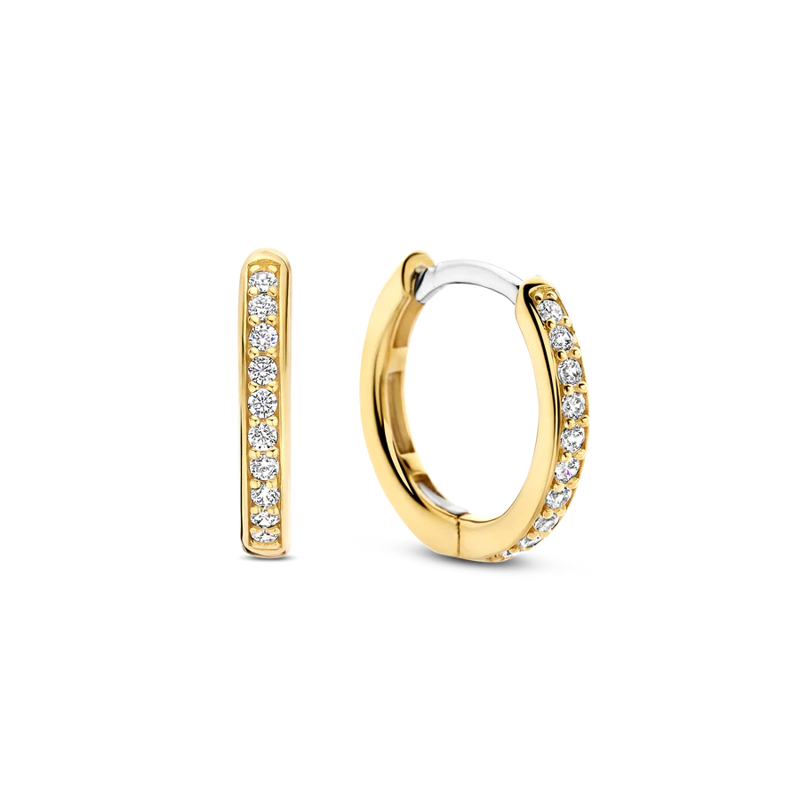 Tisento Gold 14mm Zirconia Hoop Earrings