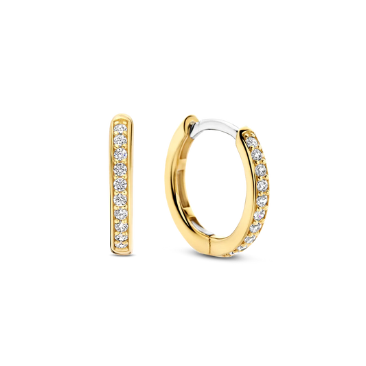 Tisento Gold 14mm Zirconia Hoop Earrings
