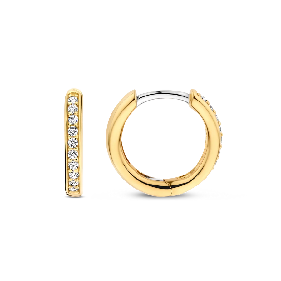 Tisento Gold 14mm Zirconia Hoop Earrings