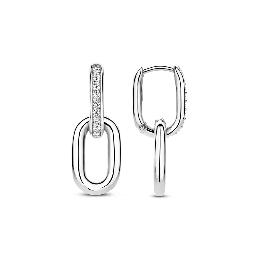 Tisento CZ Oval Link Drop Earrings