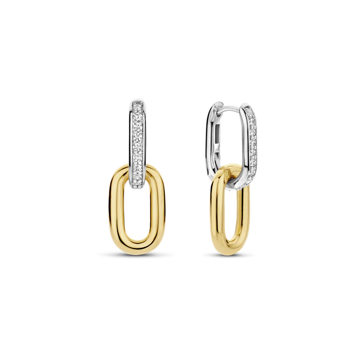 TISENTO TWO-TONED OVAL LINK DROP EARRINGS