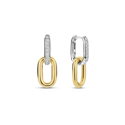 TISENTO TWO-TONED OVAL LINK DROP EARRINGS