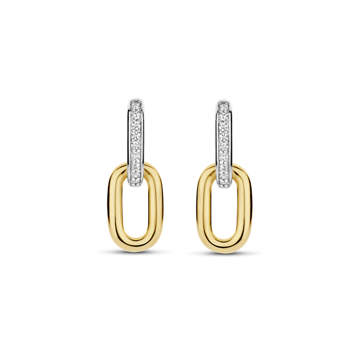 TISENTO TWO-TONED OVAL LINK DROP EARRINGS