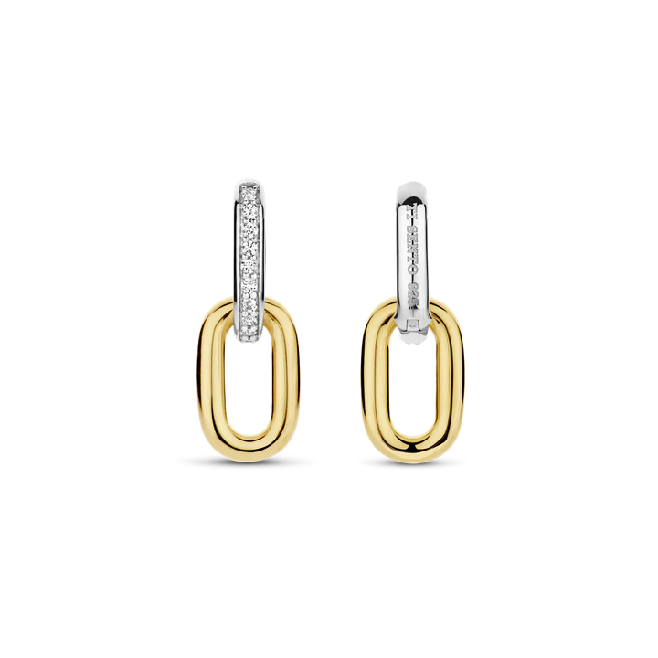 TISENTO TWO-TONED OVAL LINK DROP EARRINGS