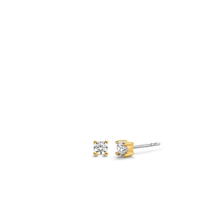 TISENTO GOLD ON SIL 4 CLAW CZ STUD EARRINGS