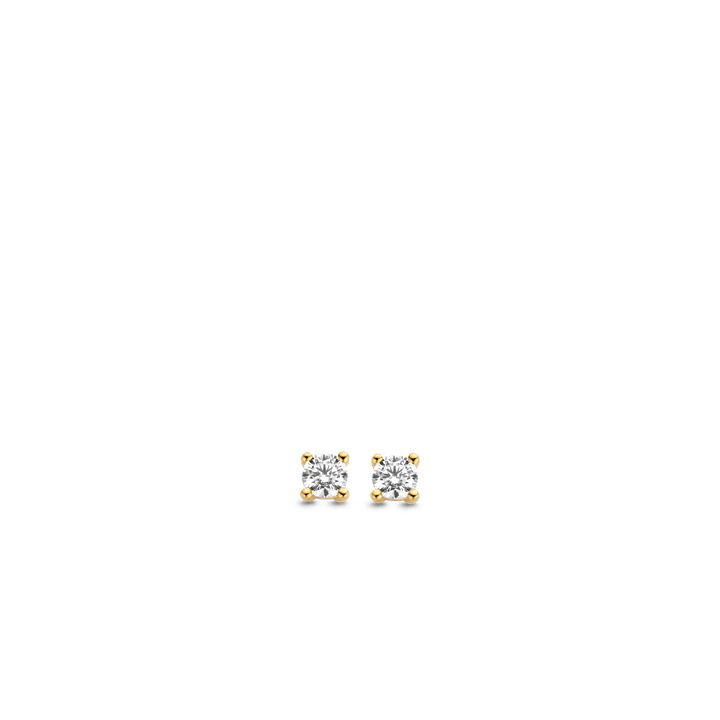 TISENTO GOLD ON SIL 4 CLAW CZ STUD EARRINGS