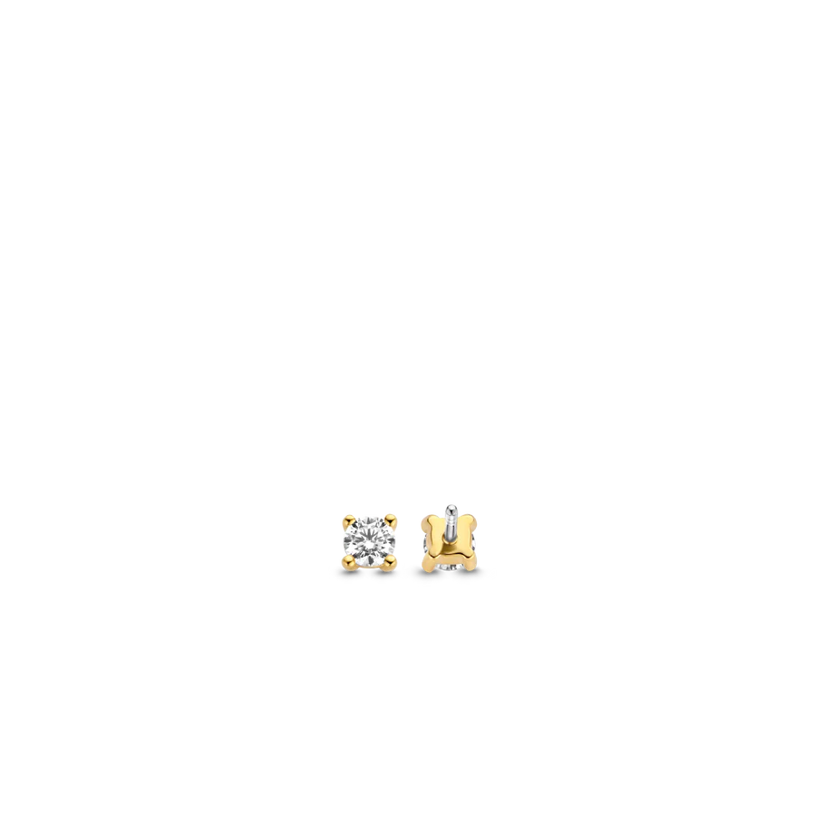 TISENTO GOLD ON SIL 4 CLAW CZ STUD EARRINGS