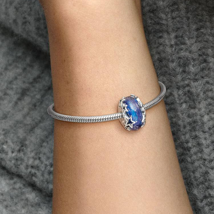 Galaxy Blue & Star Murano Pandora Charm