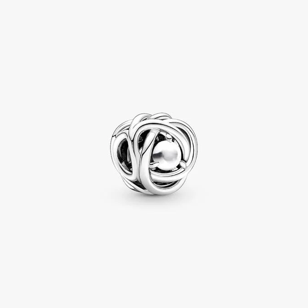 June White Mother of Pearl Eternity Circle Charm