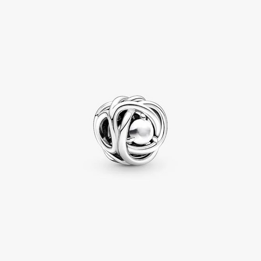 June White Mother of Pearl Eternity Circle Charm