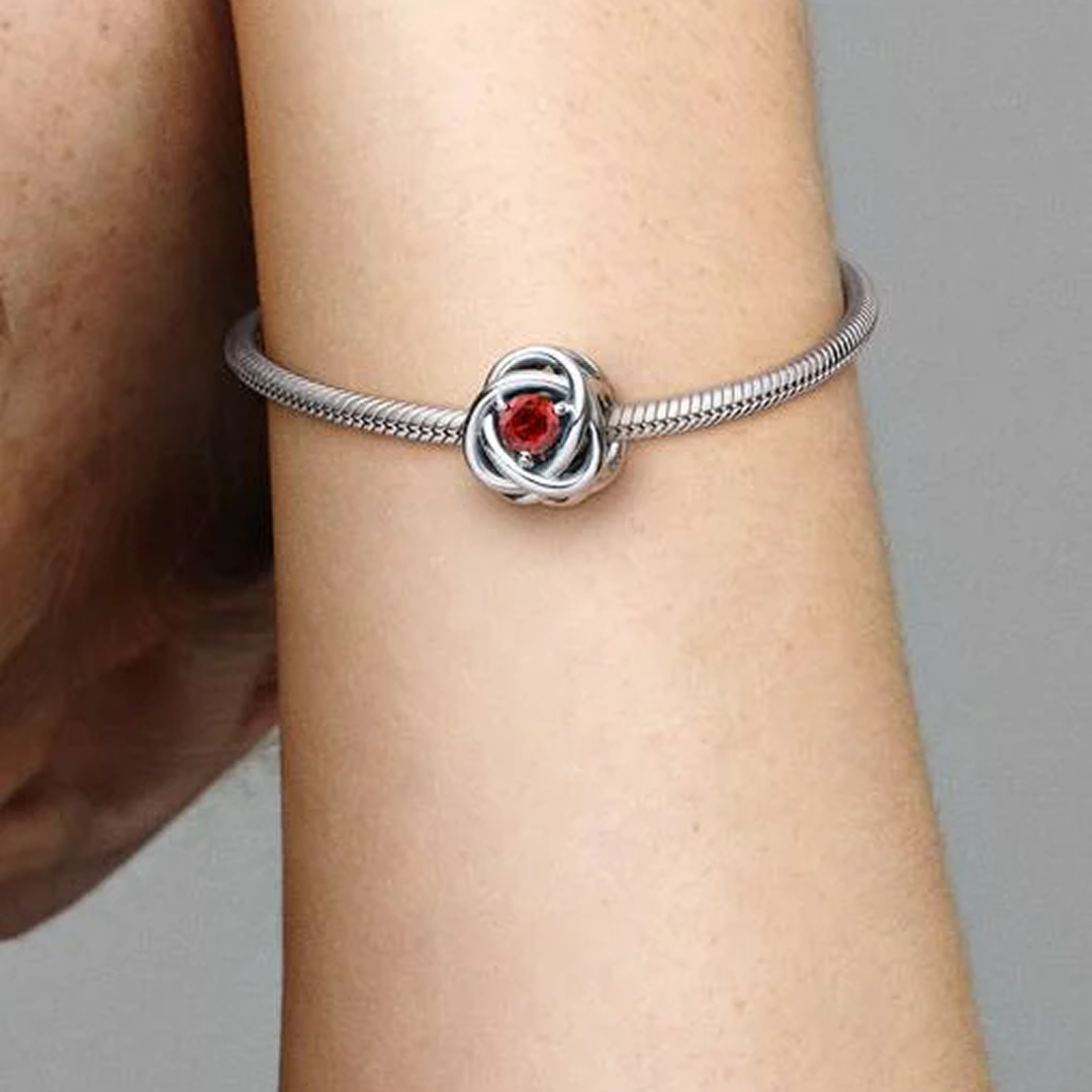 Braided openwork silver charm-July Birthstone