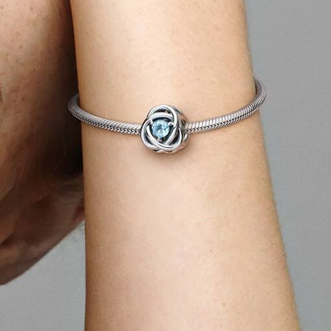 March Birthstone Eternity Circle Charm
