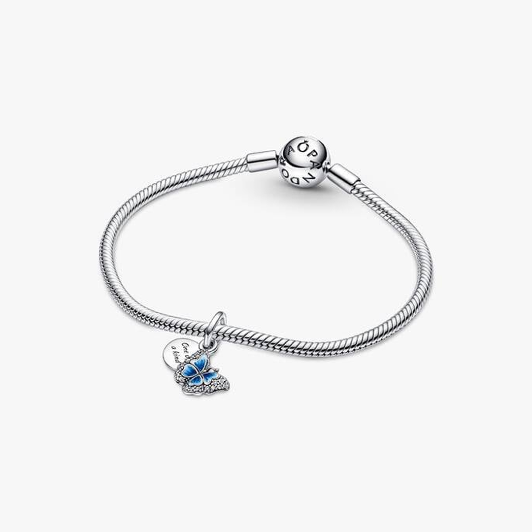 Blue Butterfly & Quote Double Dangle Charm
