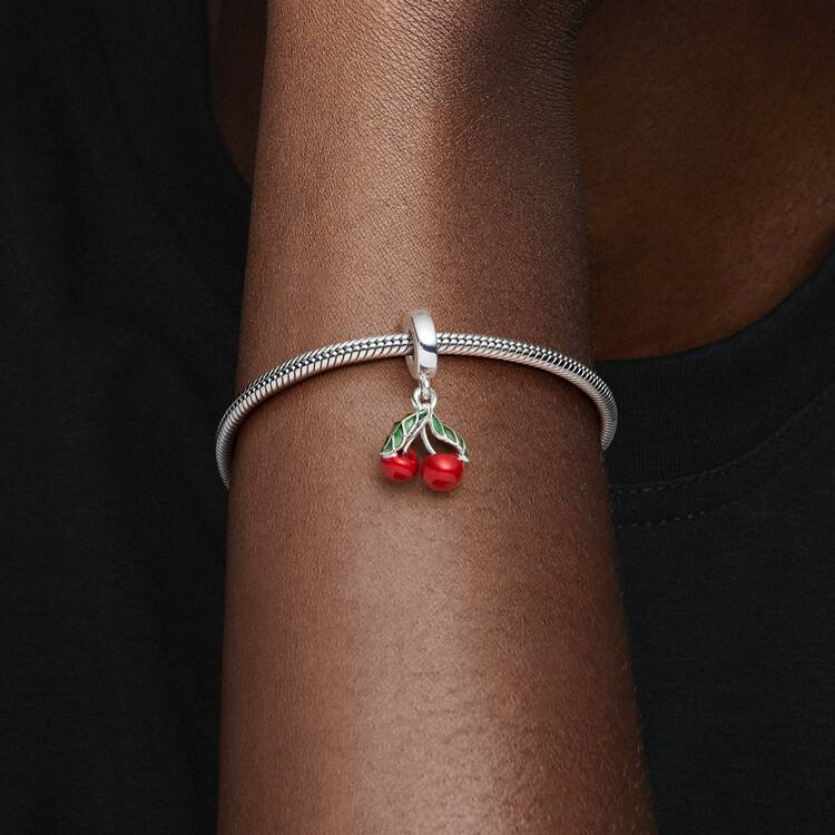 Asymmetrical Cherry Fruit Dangle Pandora Charm