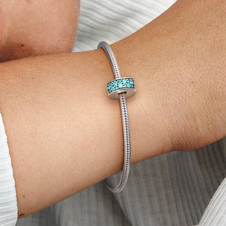 Teal Pavé Clip Pandora Charm