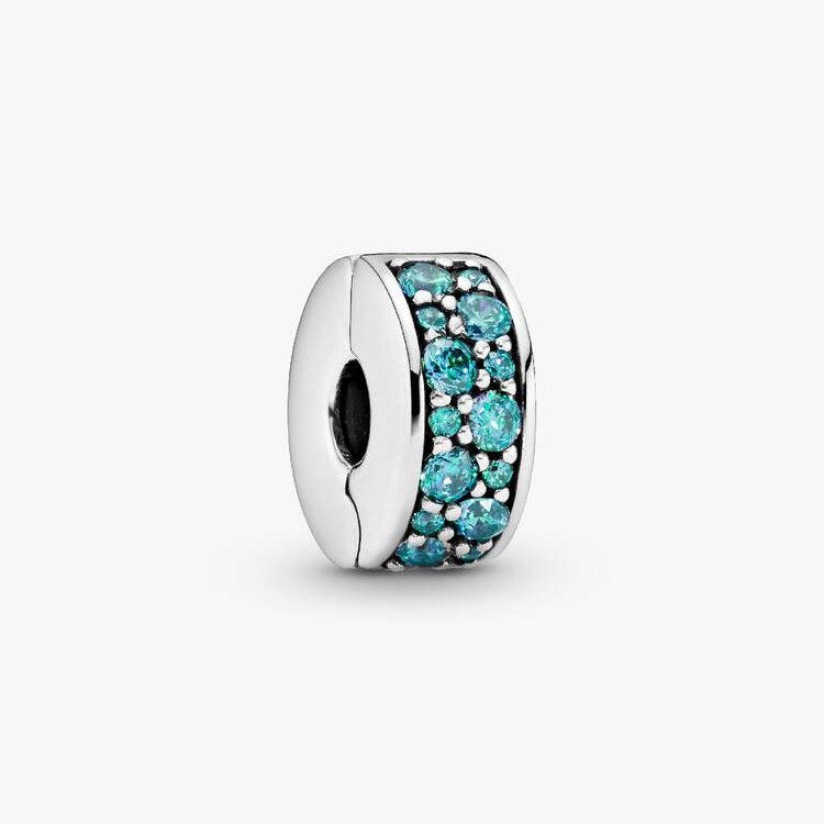 Teal Pavé Clip Pandora Charm