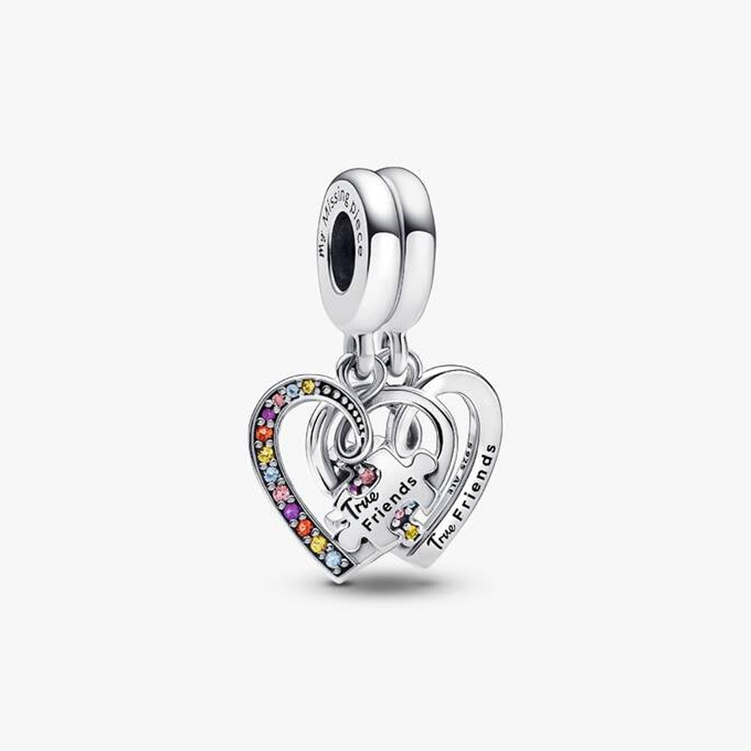 Puzzle Piece Hearts Splittable Friendship Dangle Charm