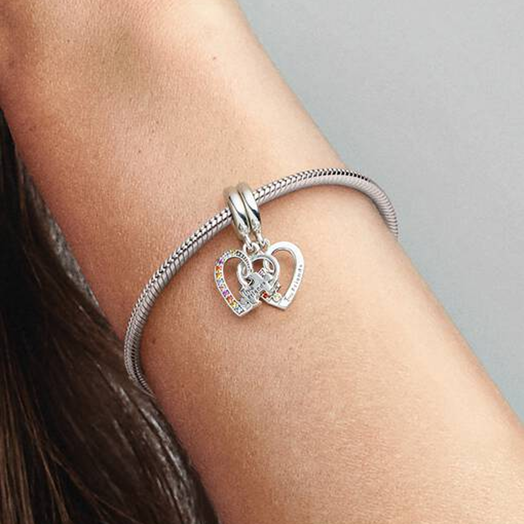 Puzzle Piece Hearts Splittable Friendship Dangle Charm