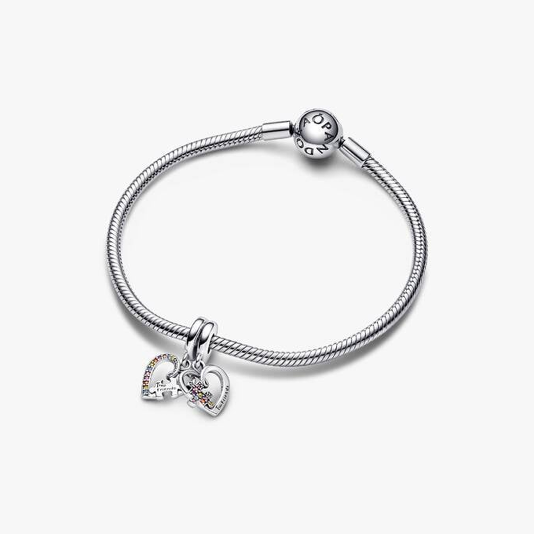 Puzzle Piece Hearts Splittable Friendship Dangle Charm