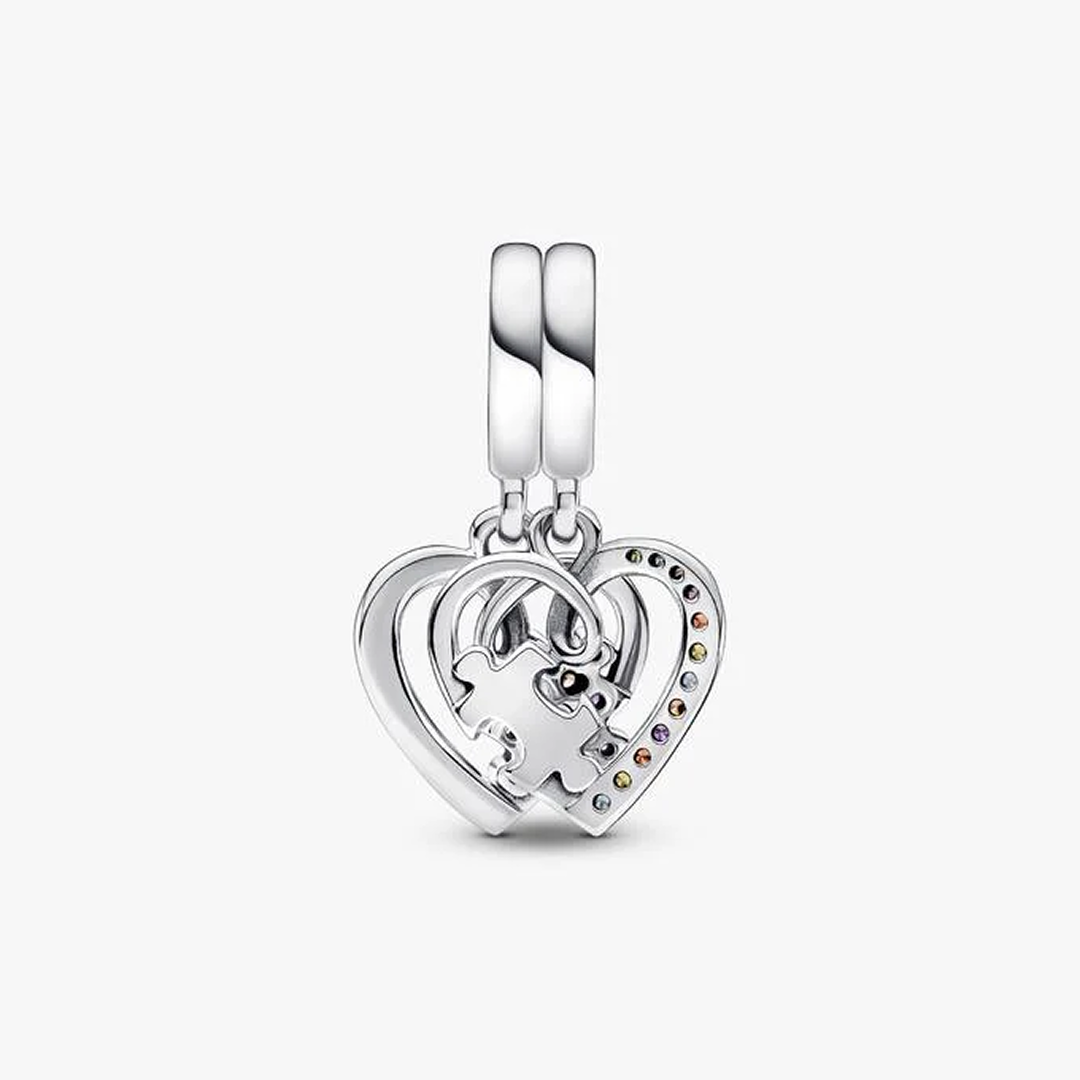 Puzzle Piece Hearts Splittable Friendship Dangle Charm