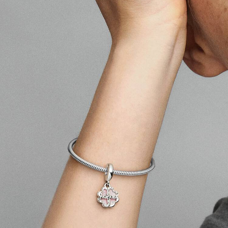 Four-leaf Clover Friendship Double Dangle Pandora Charm