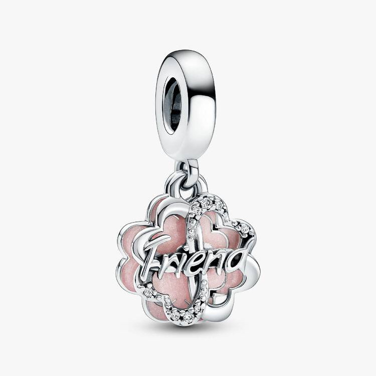 Four-leaf Clover Friendship Double Dangle Pandora Charm