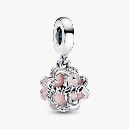 Four-leaf Clover Friendship Double Dangle Pandora Charm