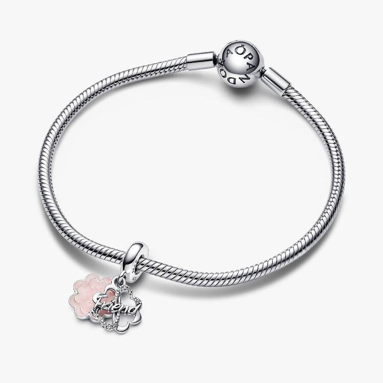 Four-leaf Clover Friendship Double Dangle Pandora Charm