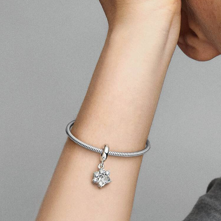 Sparkling Pet Paw Print Dangle Pandora Charm