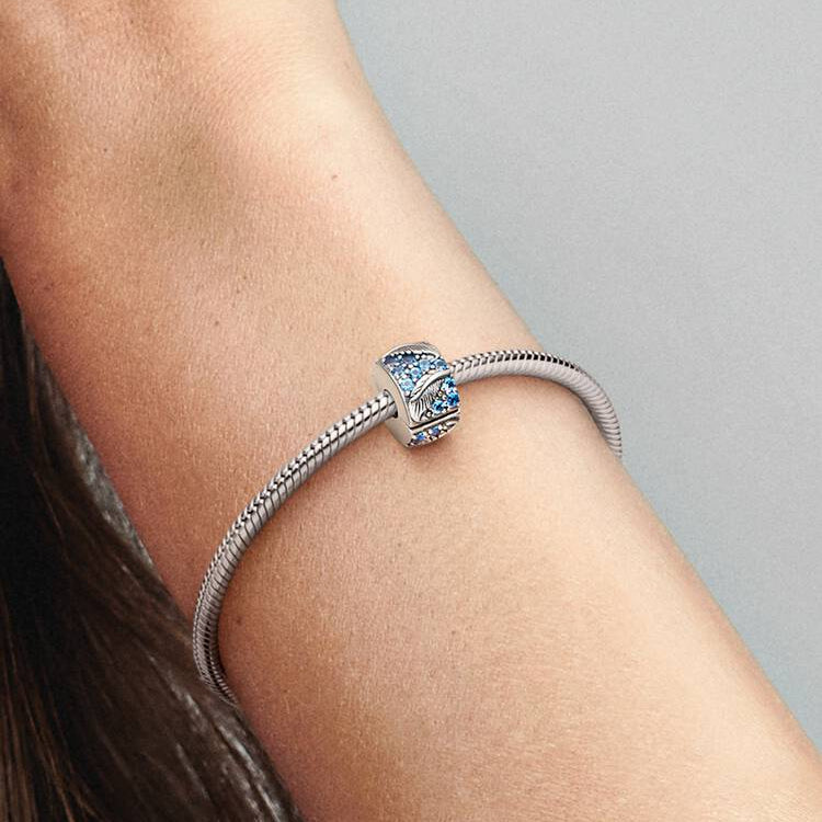 Curved Feather & Pavé Clip Pandora Charm