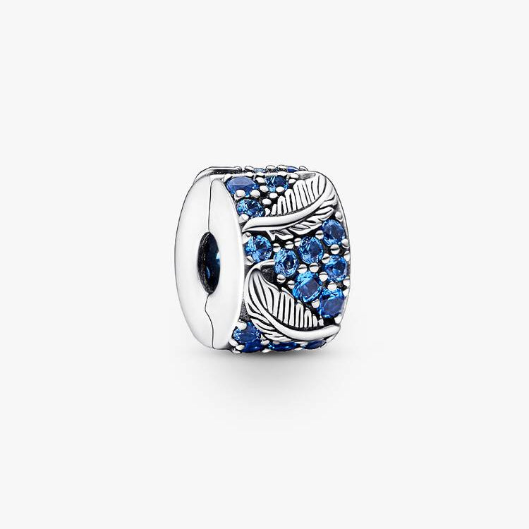 Curved Feather & Pavé Clip Pandora Charm
