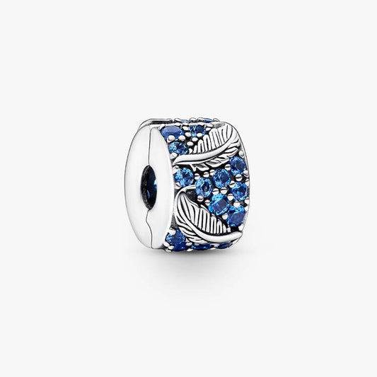 Curved Feather & Pavé Clip Pandora Charm