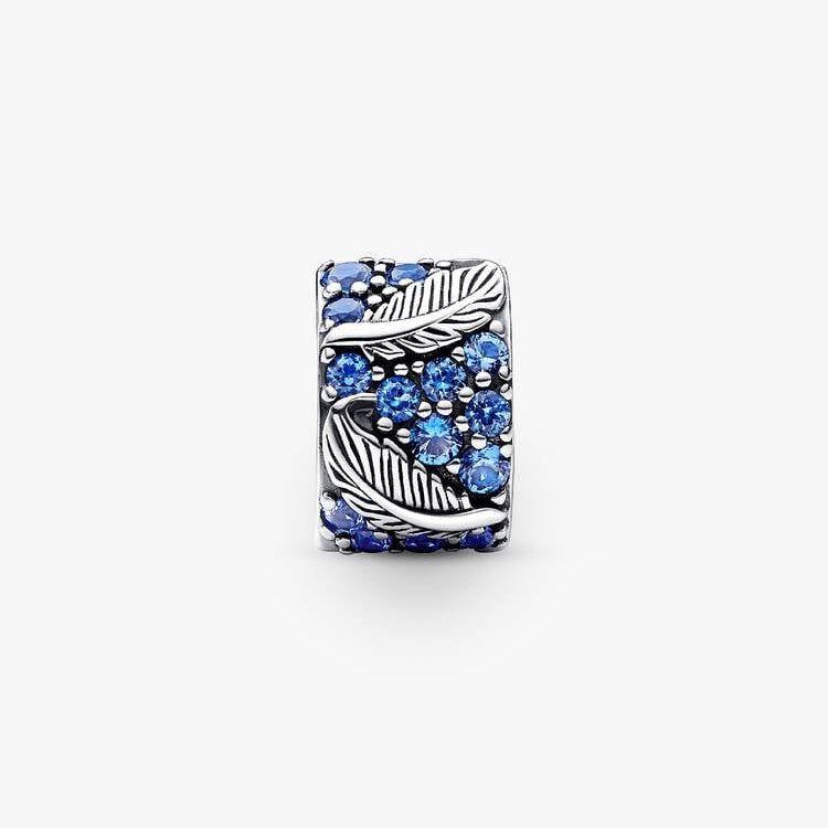 Curved Feather & Pavé Clip Pandora Charm