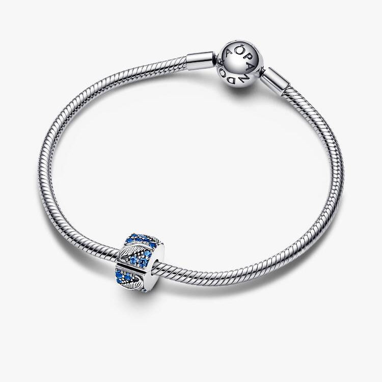 Curved Feather & Pavé Clip Pandora Charm