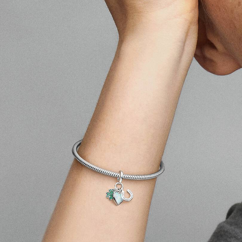 Pandora Horseshoe & Four-leaf Clover Dangle Charm