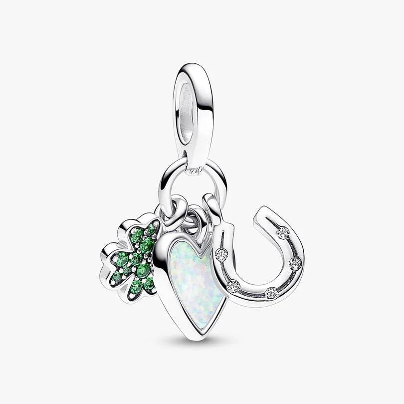 Pandora Horseshoe & Four-leaf Clover Dangle Charm