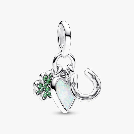 Pandora Horseshoe & Four-leaf Clover Dangle Charm