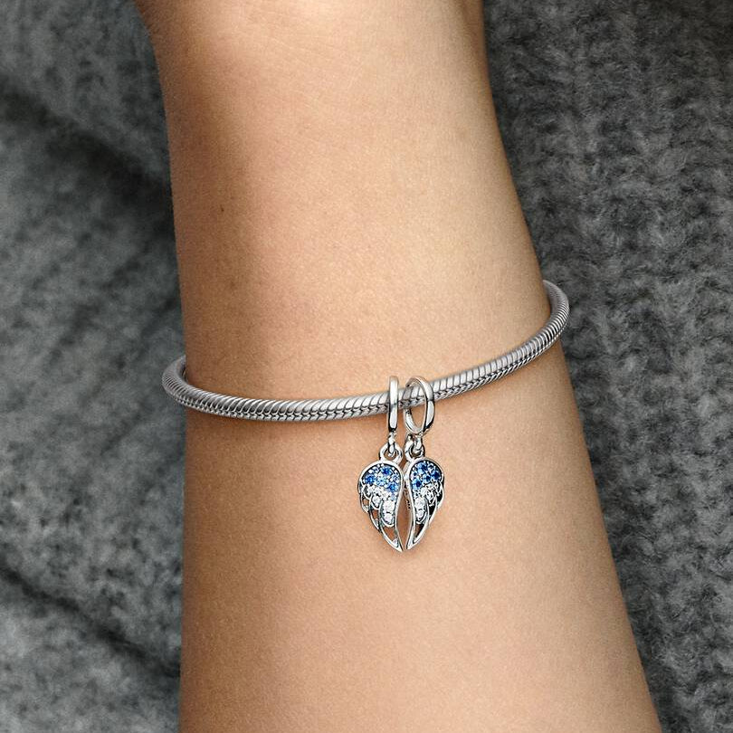 Sparkling Splitable Angel Wings Dangle Pandora Charm