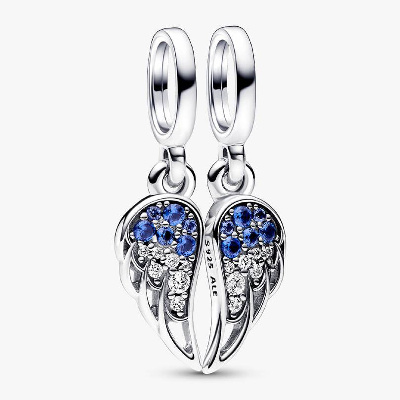 Sparkling Splitable Angel Wings Dangle Pandora Charm
