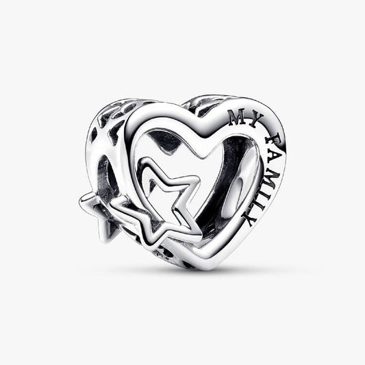 Openwork Family Heart & Star Pandora Charm