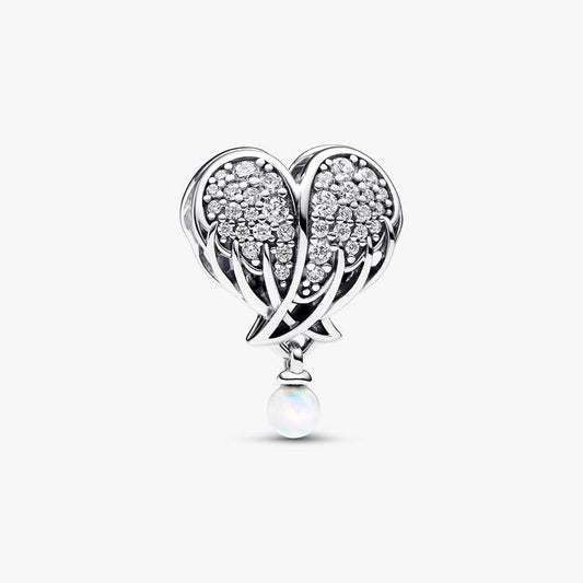 Sparkling Angel Wings and Heart Pandora Charm
