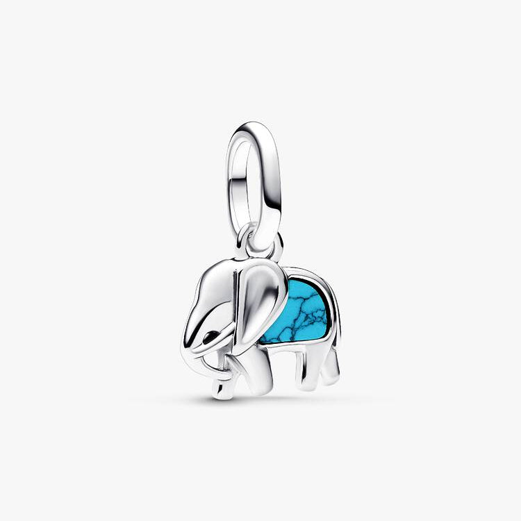 Turquoise-coloured Elephant Mini Dangle Pandora Charm